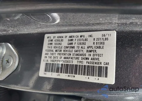 2012 Honda Accord 2.4 Se z USA, uszkodzony, nr VIN 1HGCP2F61CA006373